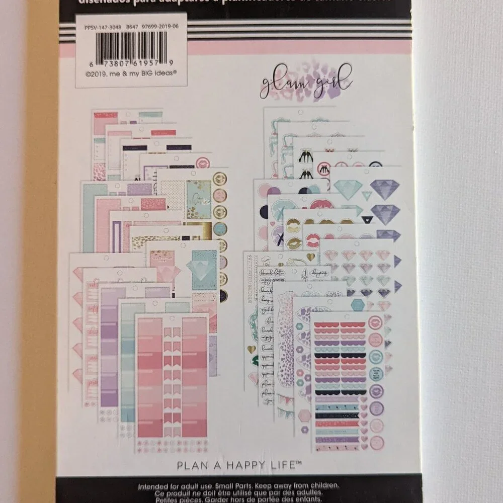 NWT 'Glam Girl' 697 pcs Happy Planner Sticker Book Classic Fashion Pink Diva NEW